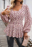 Bubble Sleeve Floral Long Sleeved Shirt