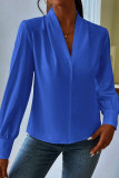 V-Neck Solid Color Loose Fitting Shirt