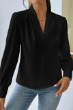 V-Neck Solid Color Loose Fitting Shirt