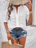 Bubble Sleeve Solid Color Loose T-Shirt