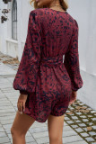 Printed Long Sleeved High Waisted Jumpsuit