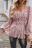 Bubble Sleeve Floral Long Sleeved Shirt