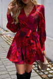 Elegant Temperament V-Neck Printed Dress