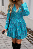Elegant Temperament V-Neck Printed Dress