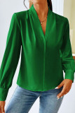 V-Neck Solid Color Loose Fitting Shirt