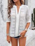 Bubble Sleeve Solid Color Loose T-Shirt