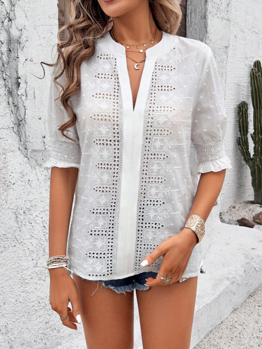 Bubble Sleeve Solid Color Loose T-Shirt