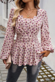 Bubble Sleeve Floral Long Sleeved Shirt