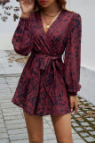 Printed Long Sleeved High Waisted Jumpsuit