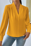 V-Neck Solid Color Loose Fitting Shirt