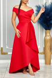 Solid Color One Shoulder Sleeveless Dress