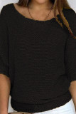 Solid Color Round Neck Hollow Knit Sweater
