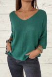 V-Neck Loose Solid Color Knitted Sweater