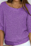 Solid Color Round Neck Hollow Knit Sweater
