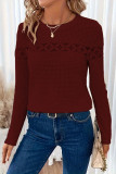 Solid Color Lace Round Neck T-Shirt