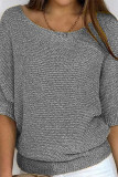 Solid Color Round Neck Hollow Knit Sweater
