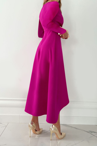 Long Sleeved V-Neck Slit Dress