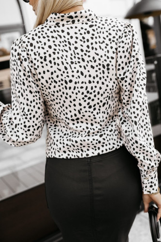 Leopard Print Long Sleeved V-Neck Shirt
