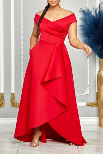 Solid Color One Shoulder Sleeveless Dress