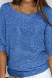 Solid Color Round Neck Hollow Knit Sweater