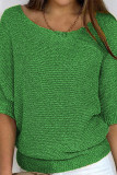 Solid Color Round Neck Hollow Knit Sweater