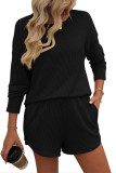 Long Sleeved Shorts Striped Two-Piece Set