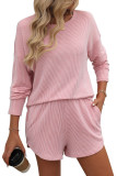 Long Sleeved Shorts Striped Two-Piece Set