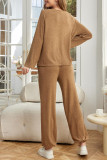 Round Neck Long Sleeved Pajamas Two-Piece Set