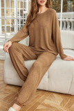 Round Neck Long Sleeved Pajamas Two-Piece Set