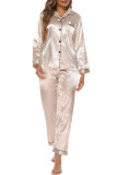 Womens Silk Satin Pajamas Loungewear Two-piece Sleepwear