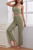 Waffle Knitted Strap Sleepwear 3-Piece Set