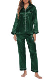 Womens Silk Satin Pajamas Loungewear Two-piece Sleepwear