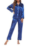 Womens Silk Satin Pajamas Loungewear Two-piece Sleepwear