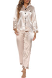 Womens Silk Satin Pajamas Loungewear Two-piece Sleepwear