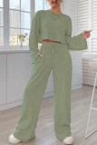 Round Neck Knitted Long Sleeved Two-Piece Set