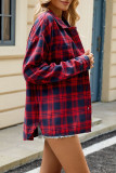 Lapel Long Sleeved Pocket Checkered Shirt