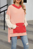 Contrast Long Sleeved Loose Hooded Sweatshirt