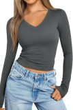 V-Neck Long Sleeved Slim Fit Base T-Shirt