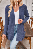 Striped Contrasting Pocket Long Sleeved Cardigan