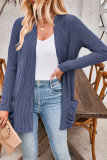 Striped Contrasting Pocket Long Sleeved Cardigan