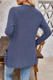 Striped Contrasting Pocket Long Sleeved Cardigan
