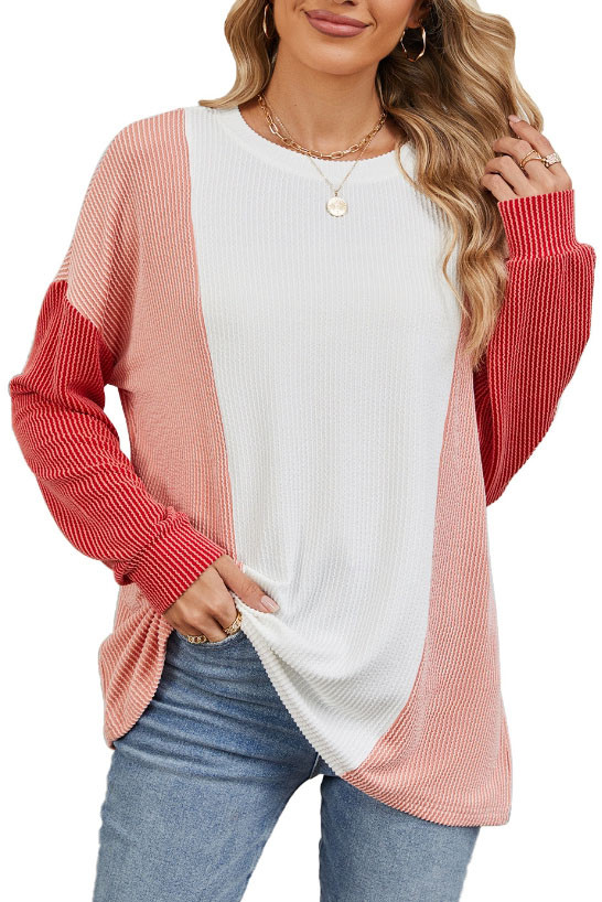 Round Neck Loose Fitting Pullover Long Sleeved T-Shirt