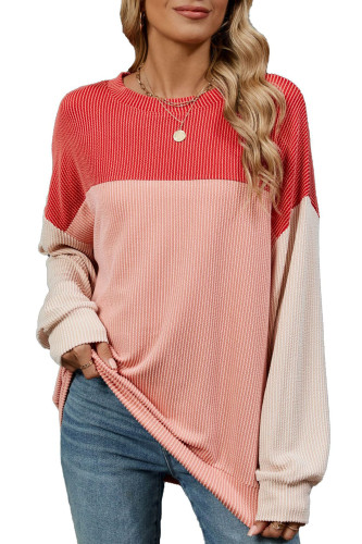 Round Neck Contrasting Long Sleeved T-Shirt