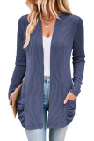 Striped Contrasting Pocket Long Sleeved Cardigan