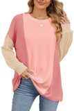 Round Neck Loose Fitting Pullover Long Sleeved T-Shirt