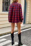 Lapel Long Sleeved Pocket Checkered Shirt