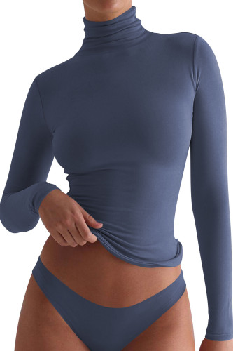Slim Fit Long Sleeved High Neck Base Shirt