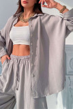 Long Sleeved Shirt And Haren Pants Two-Piece Set
