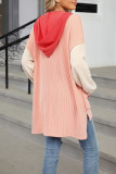 Contrast Long Sleeved Loose Hooded Sweatshirt