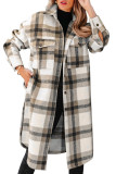 Flannel Woolen Grid Lapel Coat